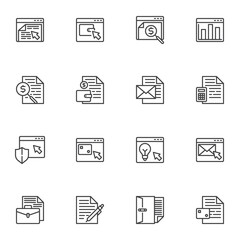 Online business line icons set
