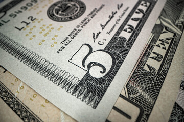 five dollar banknote. American money. Macro shot. World wide money