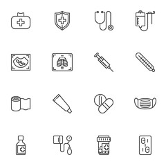 Medical service line icons set