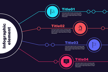 Set Flag, Chess, and Target. Business infographic template. Vector