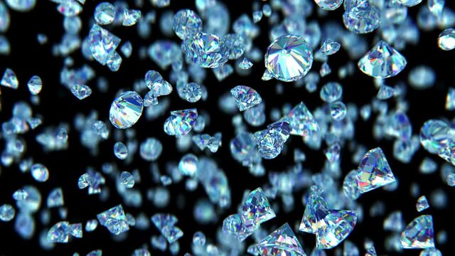 Falling luxury diamonds loop-able background in slow motion 4K