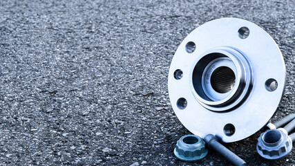 Mechanic part. Set of new metal car part. Auto motor mechanic spare or automotive piece isolated on...