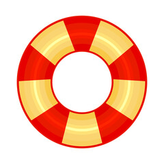 Rubber or inflatable ring isolated on white background. Colorful swim wheel icon. Inflatable float buoy. Bright yellow and red swimming circle. Vacation or holiday symbol. Stock vector illustration