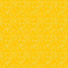 flower buds contour vector seamless pattern botanical illustration heads of flowers on a contrasting background