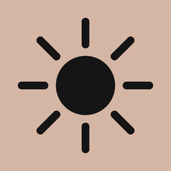 Flat black Sun symbol on cardboard, vector sign eps10