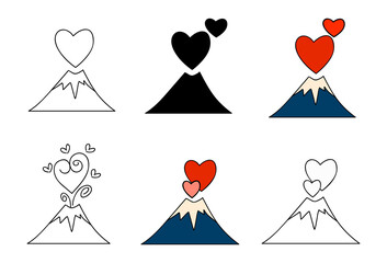 Set of volcano hearts vector - obrazy, fototapety, plakaty