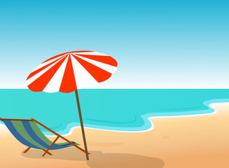 Summer beach  Chair and umrella vector