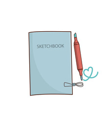 A marker for drawing in a sketchbook. Artist's tools. Vector illustration. Design element, layout, print.