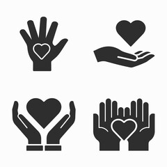 Charity icons set on white background.