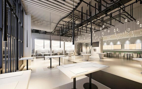3d render of restaurant cafe interior