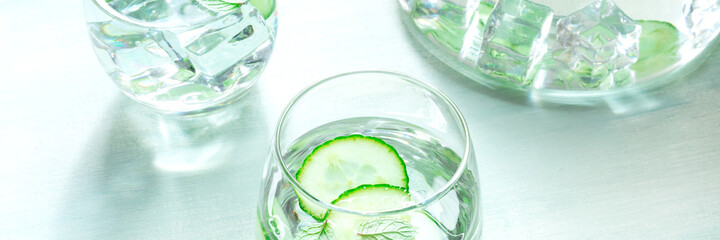 Cucumber and mint drink, infused water panorama