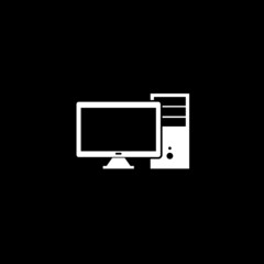 PC with monitor icon isolated on dark background