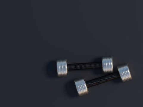 weight dumbells isolated on black background