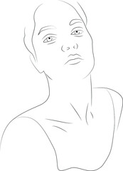 simple drawing of porter by girls by lines. vector portrait of a woman.