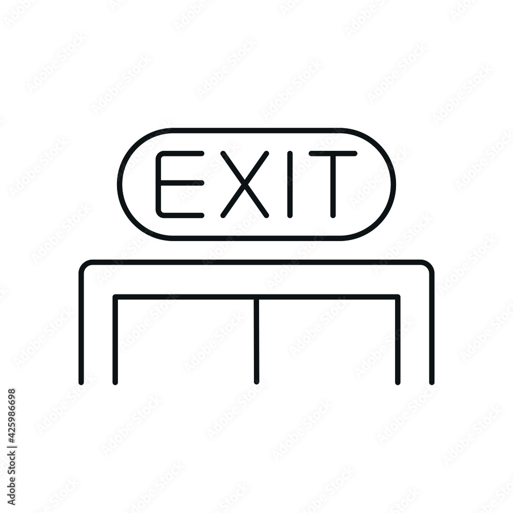 Poster evacuation exit from premises linear icon. firefighters. rescue service. thin line customizable illu