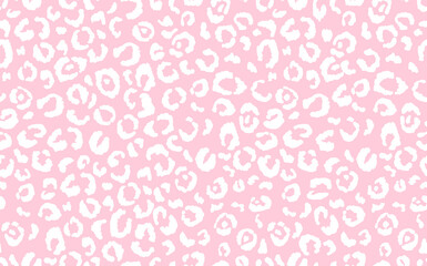 Abstract modern leopard seamless pattern. Animals trendy background. Pink and white decorative vector stock illustration for print, card, postcard, fabric, textile. Modern ornament of stylized skin