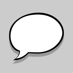 Comics speech bubble for text pop art design. White empty dialog cloud for text message, tag, advertise. Comics sketch explosion elements comic book text style. Wow effect vector cartoon illustration