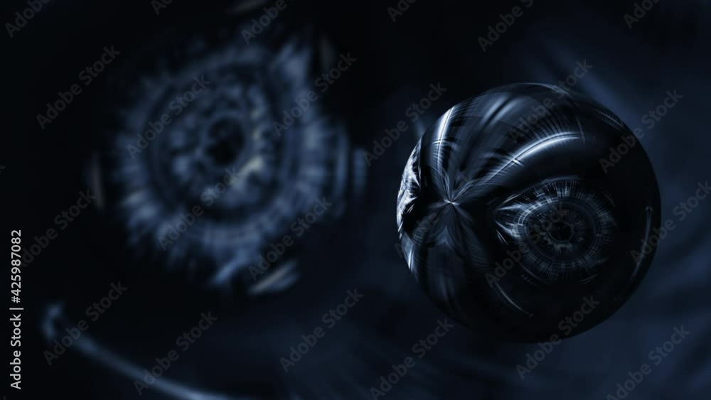 Poster digitization abstraction futuristic backdrop animated of dark digital sphere in matrix virtual space