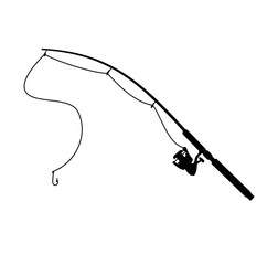 Fototapeta premium Fishing rod. Spinning. Silhouette.