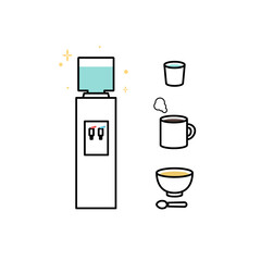 ウォーターサーバーとカップたちイラスト素材