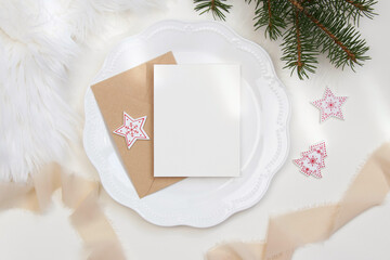 5x7 christmas card mockup with envelope and star