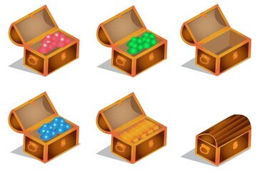 isometric treasure chest and game asset