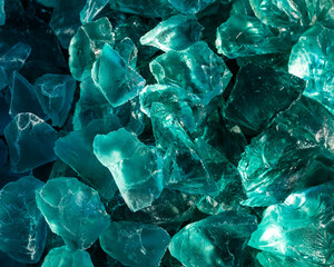 Blue volcanic glass. Large cobblestones. Close-up, texture.