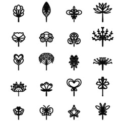 set of doodle trees elements vector isolated on white background