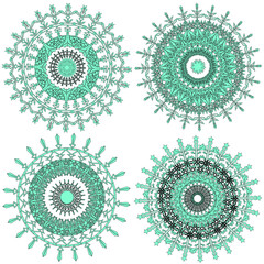 Vector collection of color monochrome mandalas.