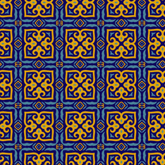 Seamless Asian pattern of the nomads of Central Asia and Kazakhstan, Kyrgyzstan. Nomadic ethnic stamp style. Asian ornaments.