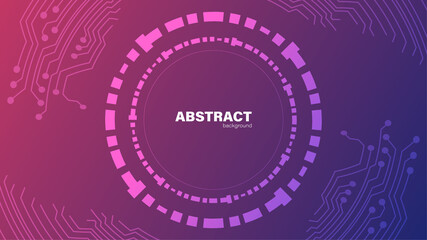 Abstract lines with purple background, Technology background concept with copy space, vector.