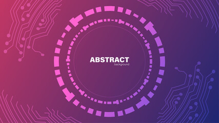 Abstract lines with purple background, Technology background concept with copy space, vector.