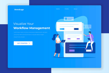 Flat design manage your workflow landing page concept. Illustration for websites, landing pages, mobile applications, posters and banners