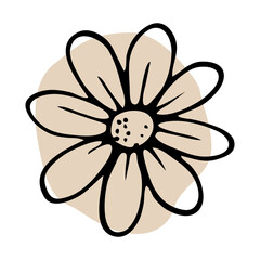 doodle spring flower line art. hand-drawn plant