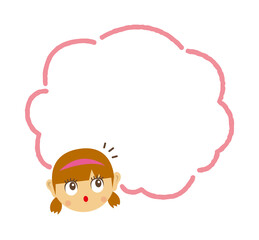 Girl’s face and speech bubble template illustration ( Realization, Awareness )