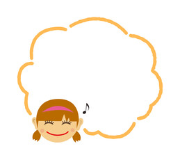 Girl’s face and speech bubble template illustration ( smile, cheerful )