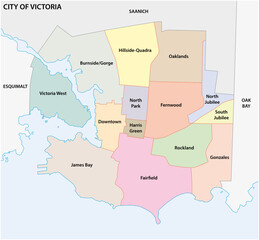 Fototapeta na wymiar neighborhood map of capital city victoria, vancouver island, british columbia, canada 