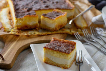 A piece of german quark cake on a plate