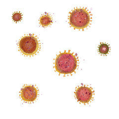 水彩画風コロナウィルスのイラスト, 白背景 1
illustration of corona virus with water color, white background 1