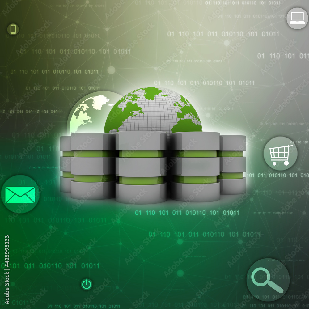 Poster 3d rendering database storage data base
