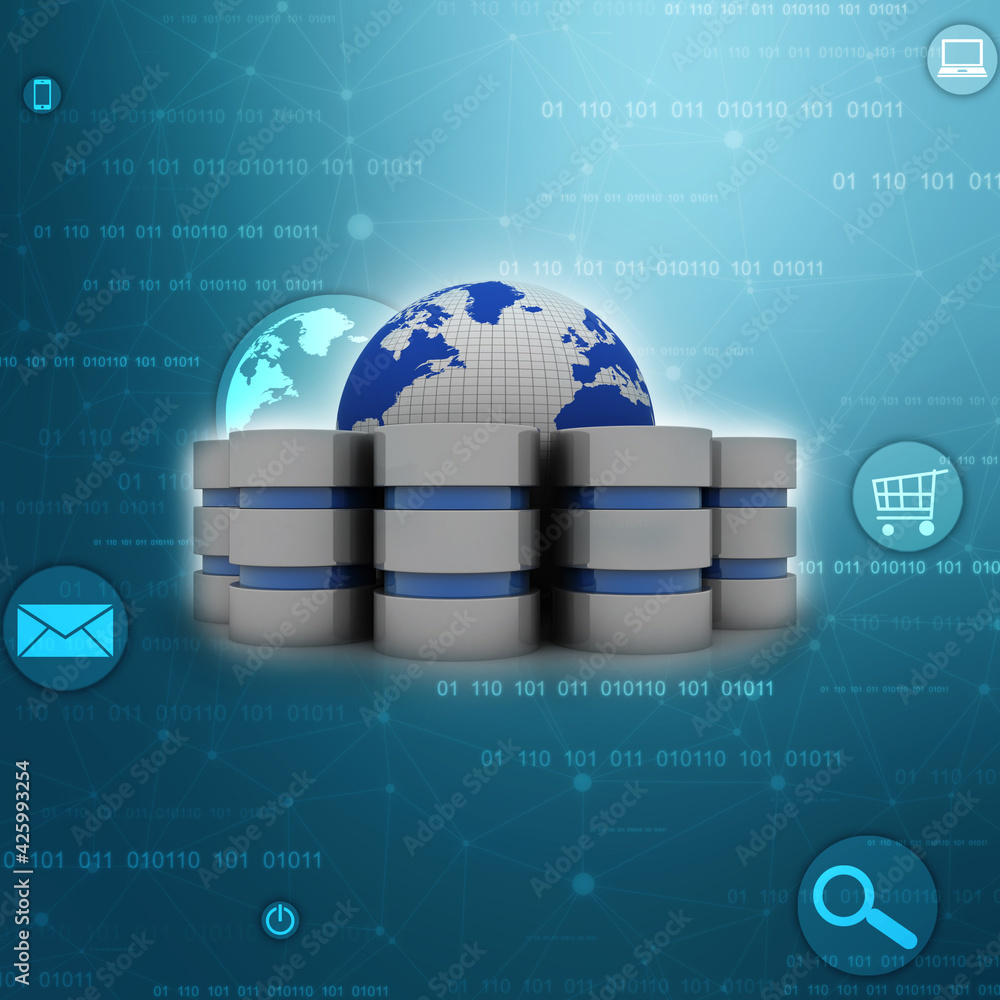 Poster 3d rendering database storage data base