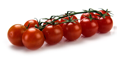 Cherry tomatoes branch isolated on white background . Red tomato.