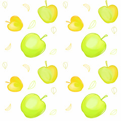 Watercolor, bright apples seamless pattern.
