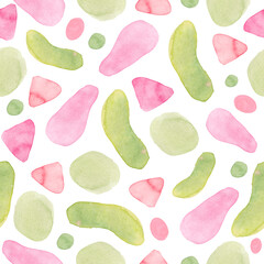 Abstract pattern watercolor spots on white background