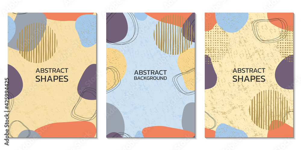 Aufkleber abstract background set with organic geometric elements and abstract shapes. modern design template 