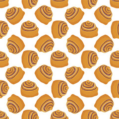 Cinnamon bun cartoon style vector illustration. Doodle clip art element for cafe menu or chalkboard.
