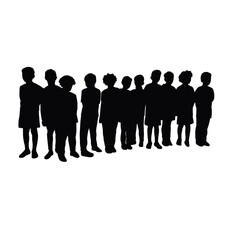 all children together, silhouette vector