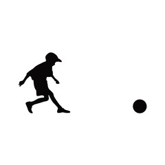 a boy playing football, silhouette vector