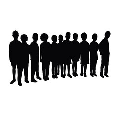 all children together, silhouette vector
