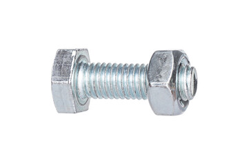 metal screw and nut, isolated on white background